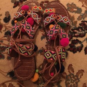 Colorful Pom Pom sandals